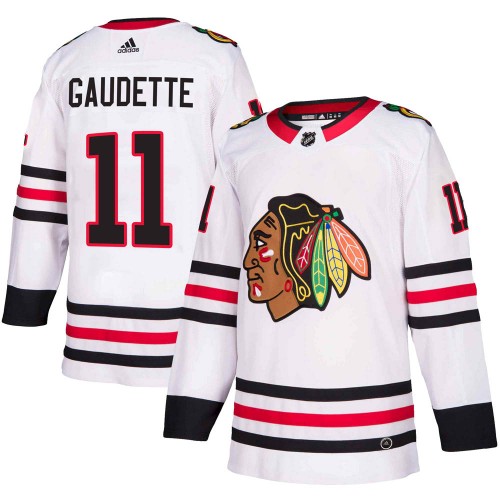 Adidas Chicago Blackhawks 11 Adam Gaudette Authentic White Away Youth NHL Jersey