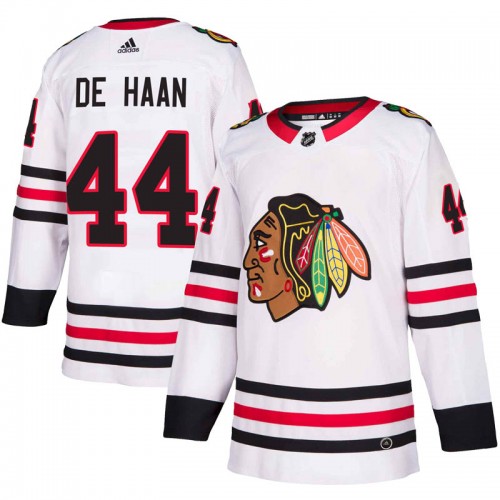 Adidas Chicago Blackhawks 44 Calvin de Haan Authentic White Away Youth NHL Jersey