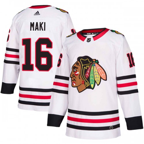 Adidas Chicago Blackhawks 16 Chico Maki Authentic White Away Youth NHL Jersey
