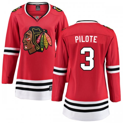 Fanatics Branded Chicago Blackhawks 3 Pierre Pilote Red Home Breakaway Women's NHL Jersey