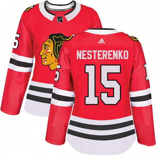 Adidas Chicago Blackhawks 15 Eric Nesterenko Authentic Red Home Women's NHL Jersey