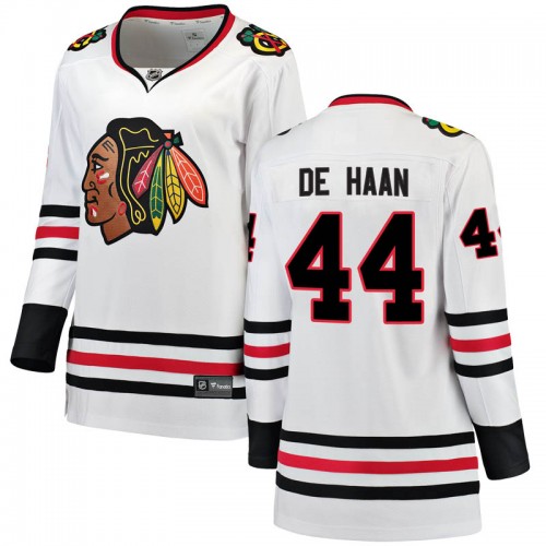Fanatics Branded Chicago Blackhawks 44 Calvin de Haan White Breakaway Away Women's NHL Jersey