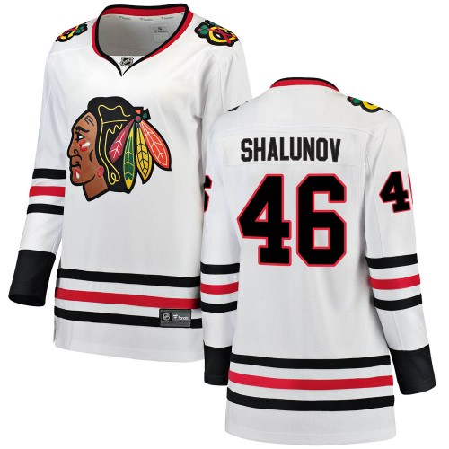 Fanatics Branded Chicago Blackhawks 46 Maxim Shalunov White Breakaway Away Women's NHL Jersey