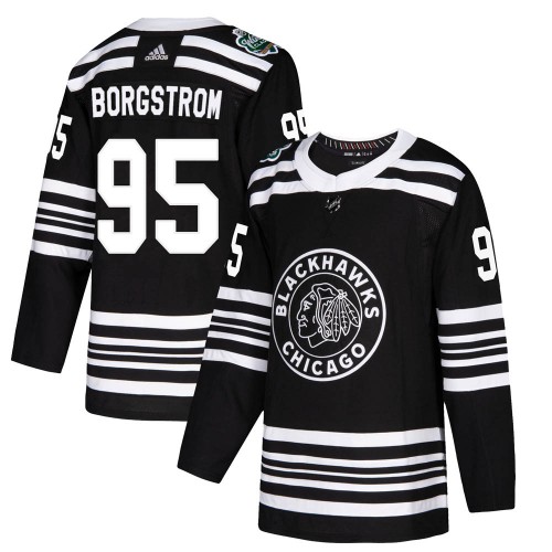 Adidas Chicago Blackhawks 95 Henrik Borgstrom Authentic Black 2019 Winter Classic Youth NHL Jersey