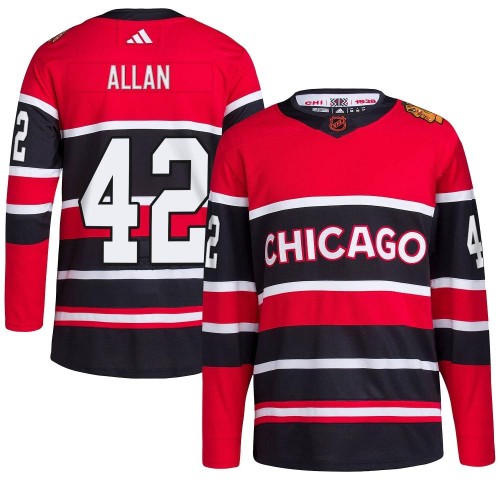 Adidas Chicago Blackhawks 42 Nolan Allan Authentic Red Reverse Retro 2.0 Youth NHL Jersey