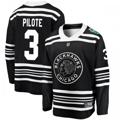 Fanatics Branded Chicago Blackhawks 3 Pierre Pilote Black 2019 Winter Classic Breakaway Youth NHL Jersey