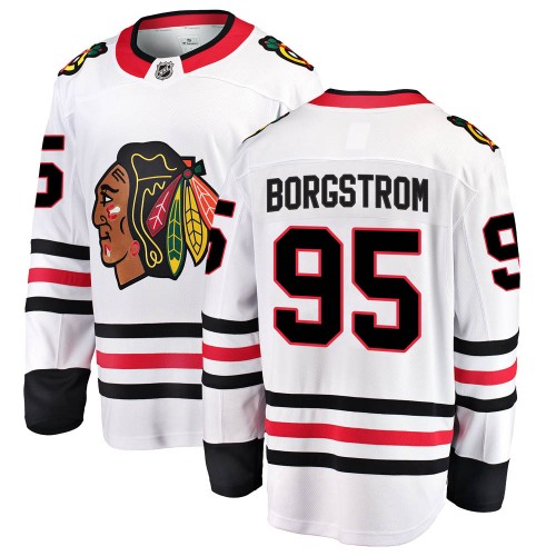 Fanatics Branded Chicago Blackhawks 95 Henrik Borgstrom White Breakaway Away Youth NHL Jersey
