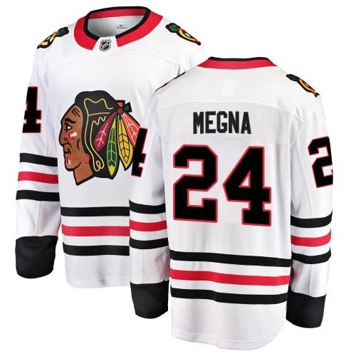 Fanatics Branded Chicago Blackhawks 24 Jaycob Megna White Breakaway Away Youth NHL Jersey